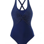 Damen Einteiler Badeanzug mit elegantem Wickeldesign R&B