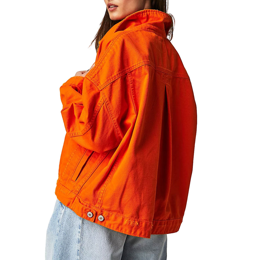 Damen lässige Jeansjacke im Oversized-Stil mit dekorativen Fransen R&B