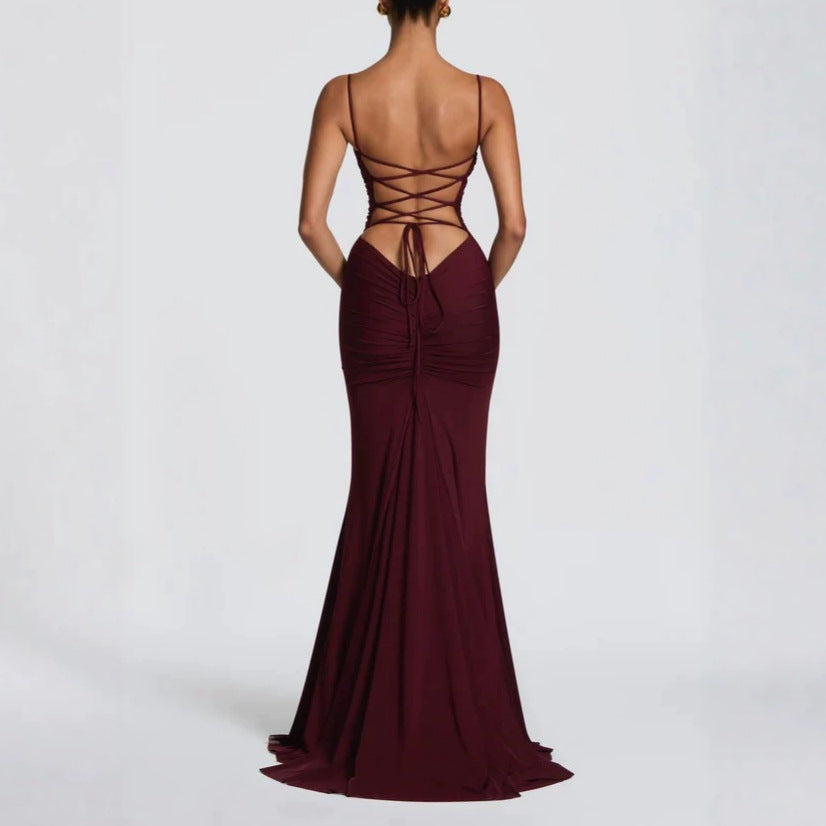 Damen Elegantes Tailliertes Maxikleid mit Raffungen