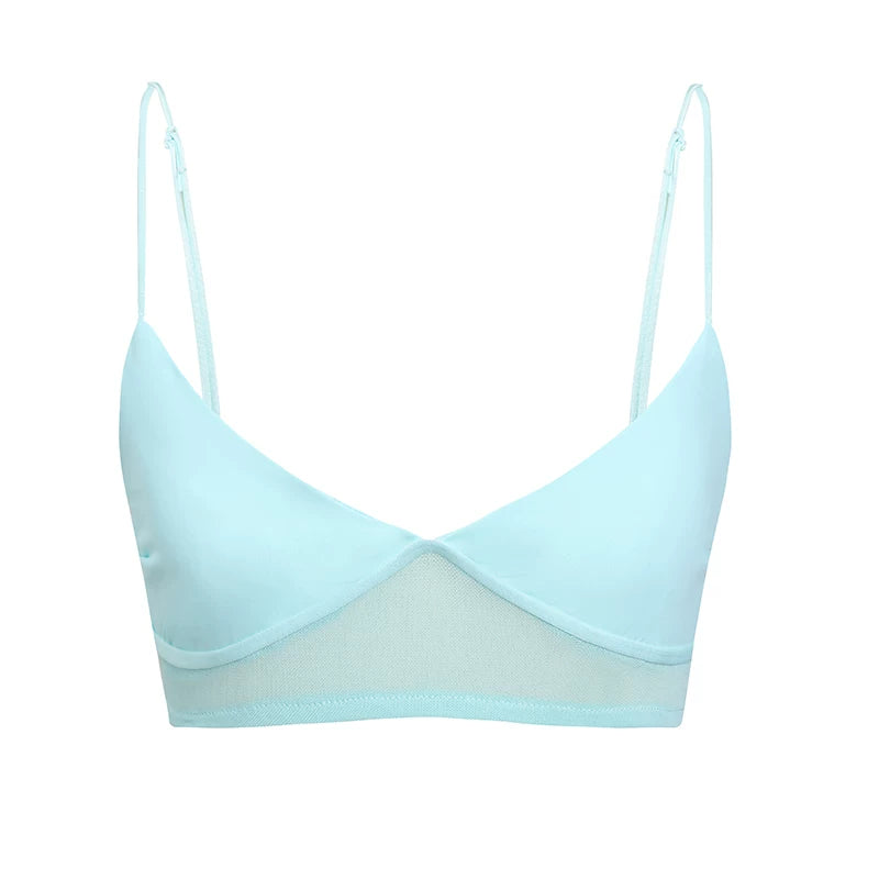 Damen nan bügelloser Soft-BH mit Mesh-Unterbrustband und verstellbaren Spaghettiträgern R&B