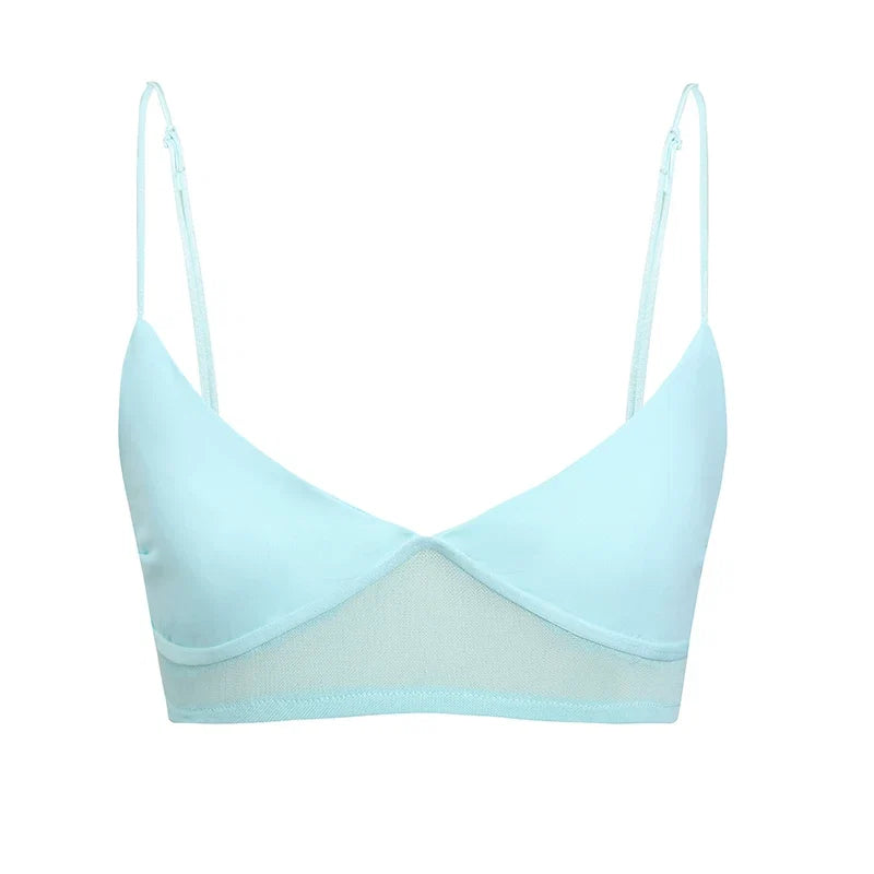 Damen nan bügelloser Soft-BH mit Mesh-Unterbrustband und verstellbaren Spaghettiträgern R&B