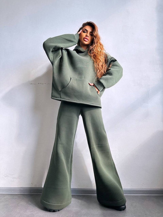 Damen Cooles Oversized Hoodie und weite Freizeithose R&B