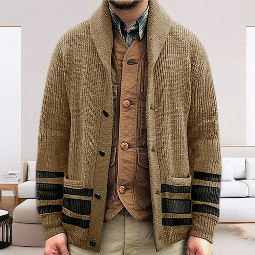 Herren Grobstrickcardigan mit modernen Details und praktischen Taschen R&B