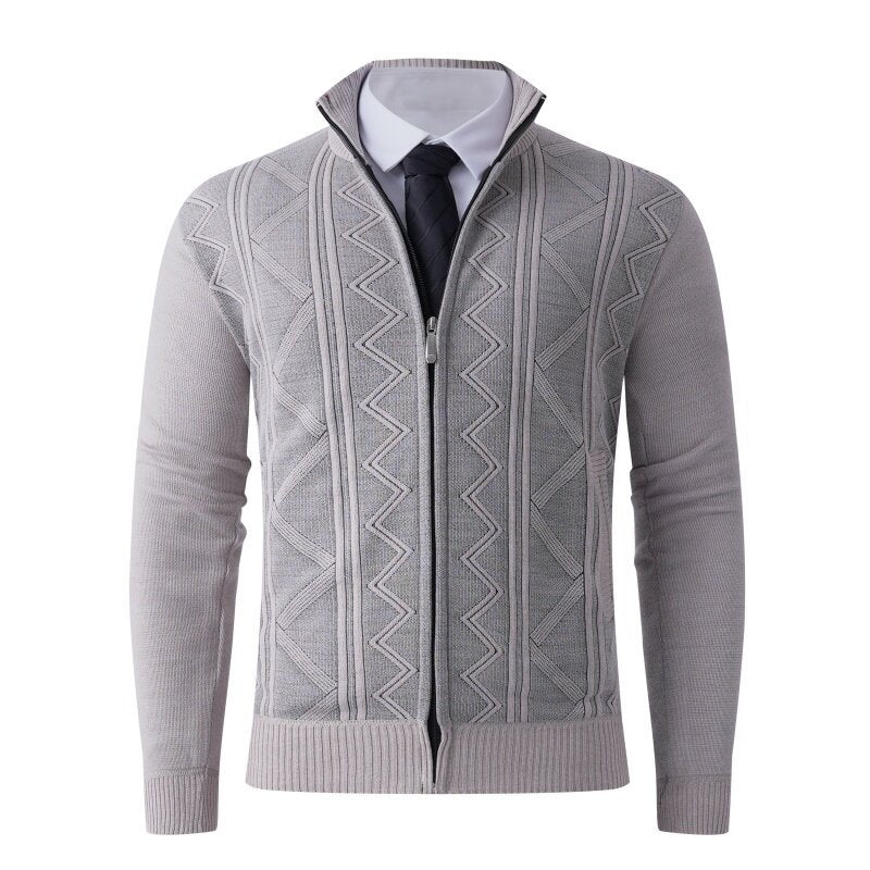 Herren Strickjacke mit modernem Zipper und strukturiertem Design R&B
