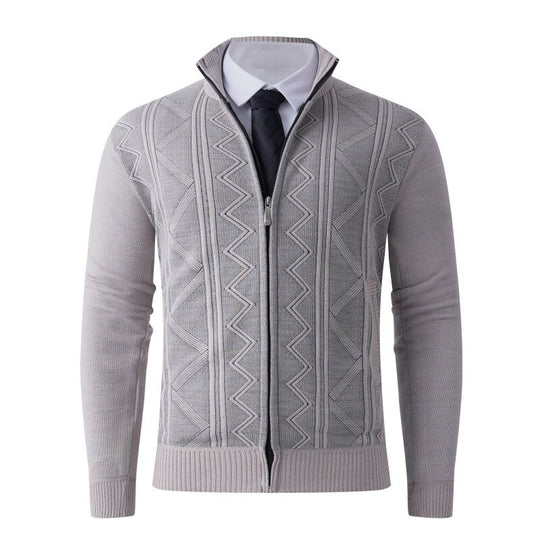 Herren Strickjacke mit modernem Zipper und strukturiertem Design R&B