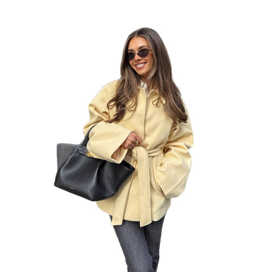 Damen Modische Blazerjacke mit Gürtel R&B