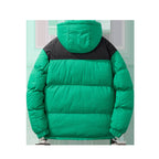 Herren modische Daunenjacke mit Kapuze und kontrastierenden Einsätzen