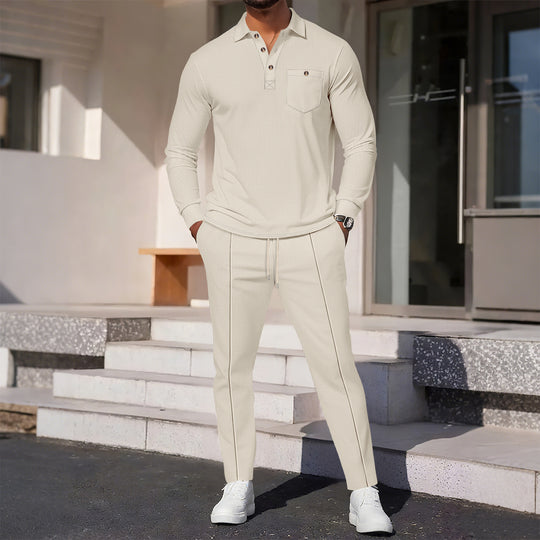 Herren eleganter Freizeitanzug mit strukturiertem Oberteil und modischen Hosen R&B