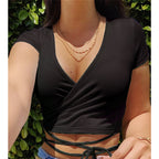 Damen Wickeloberteil mit kurzem Arm R&B