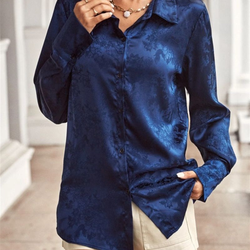 Damen Elegante satiniert Bluse mit floralen Muster R&B