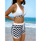 Damen Bikini-Set mit hochwertigem Chevron-Muster und verstellbaren Trägern R&B