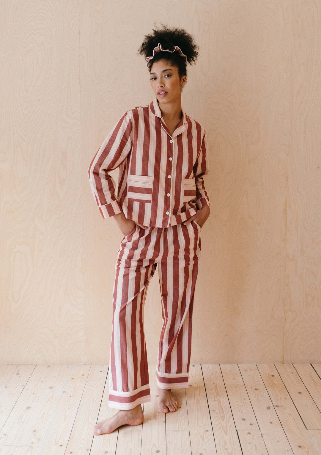 Damen Pyjama-Set mit modischem Streifenmuster R&B