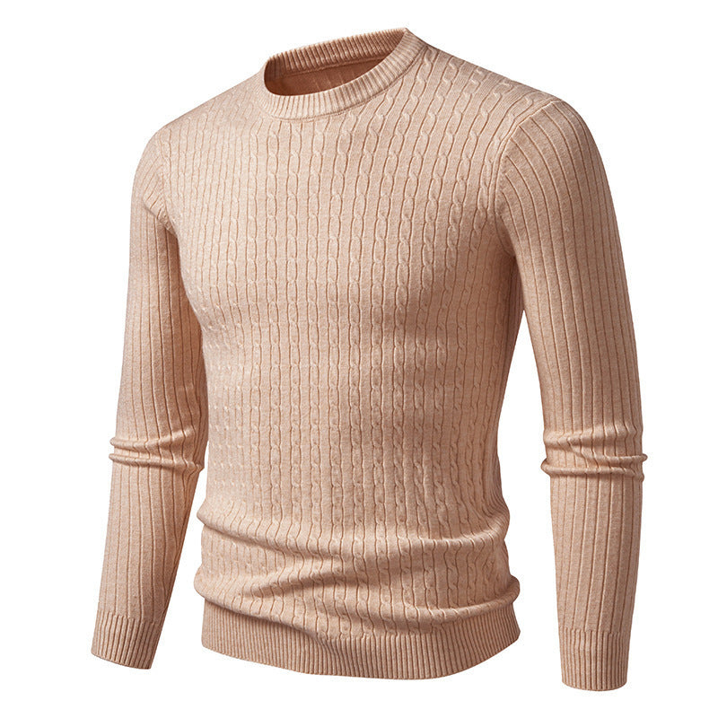 Herren modischer Strickpullover mit strukturiertem Zopfdesign R&B