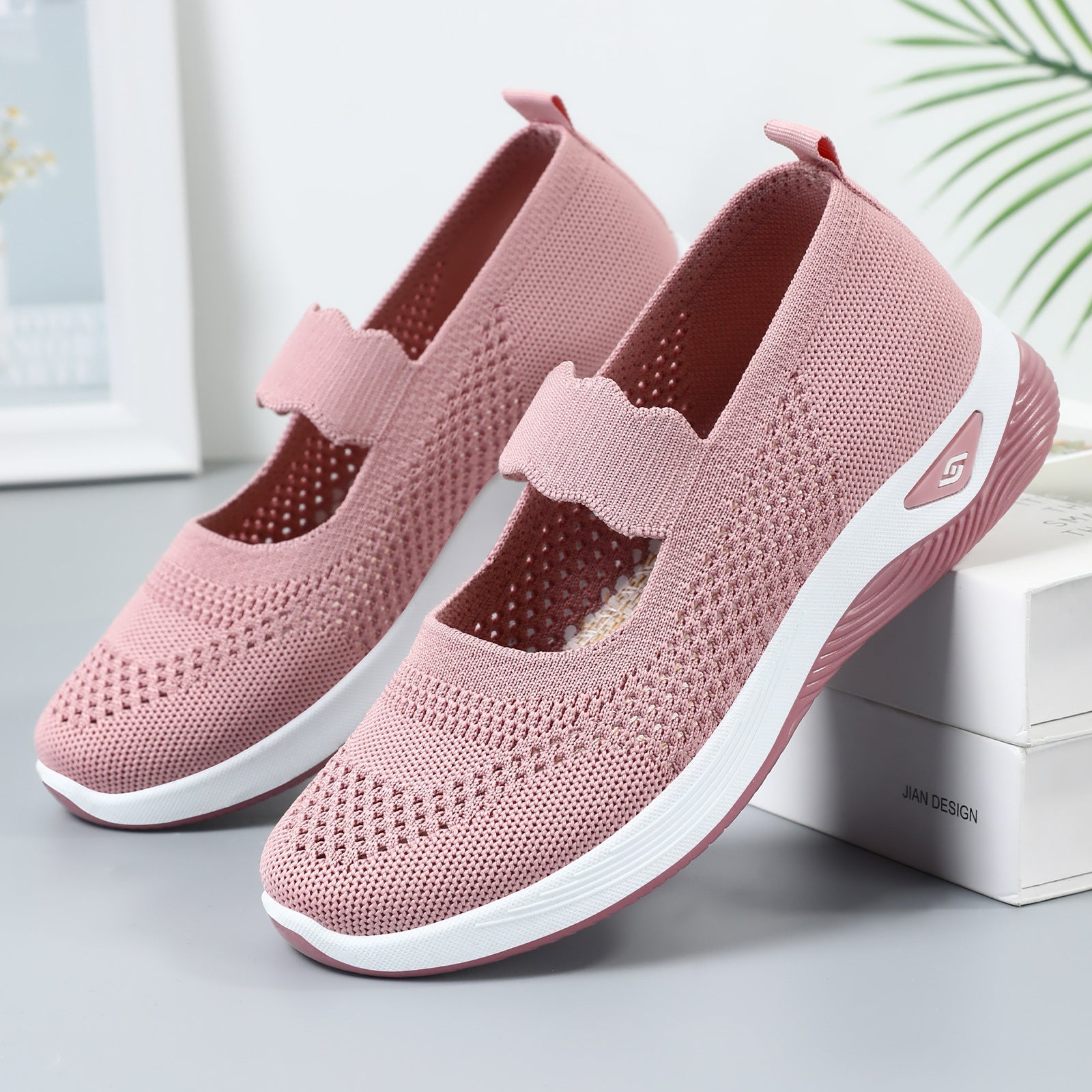 Damen Slip-On Sportschuhe mit elastischem Riemen und atmungsaktivem Obermaterial R&B