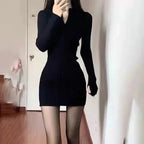 Damen figurbetontes Minikleid mit modernem Reißverschluss und Rippstruktur