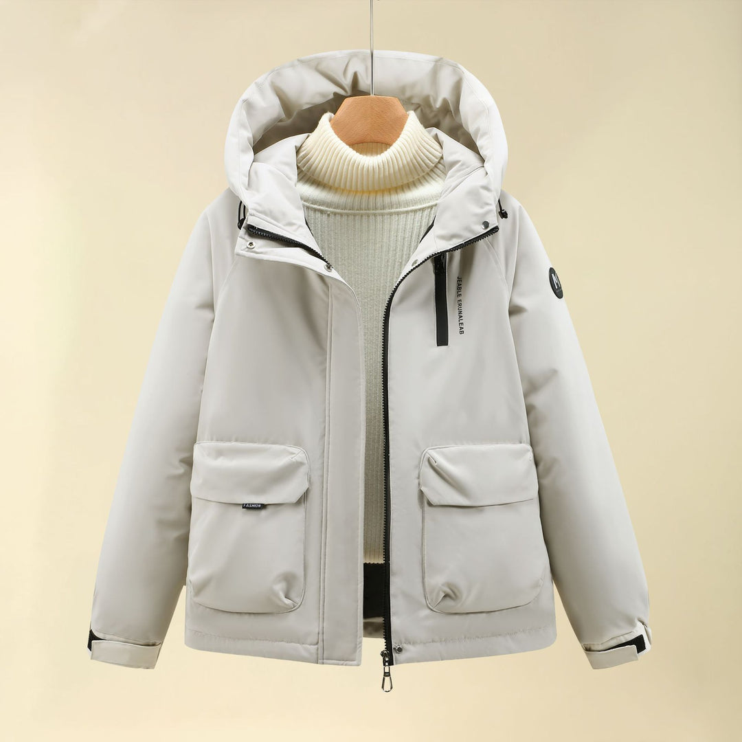 Damen Isolierte Outdoorjacke mit voluminösem Kapuzenkragen und praktischen Taschen R&B