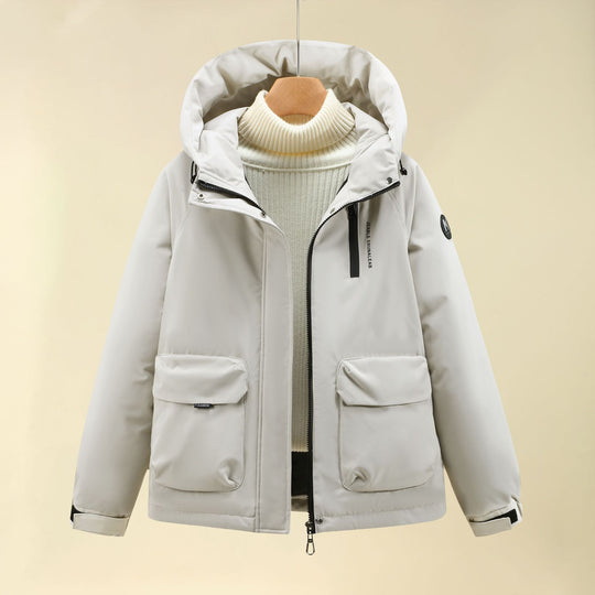 Damen Isolierte Outdoorjacke mit voluminösem Kapuzenkragen und praktischen Taschen R&B