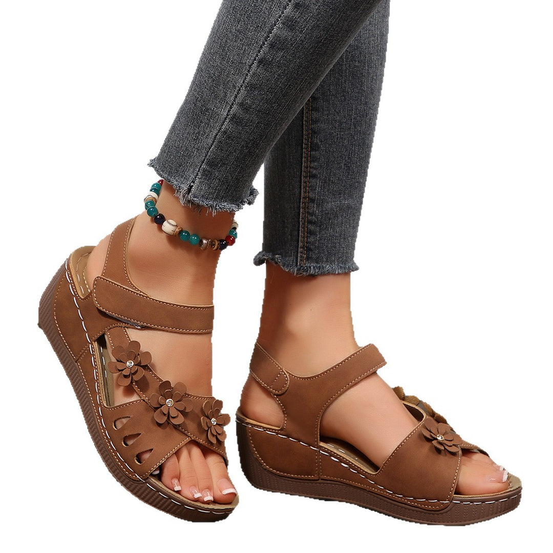 Damen bequeme Sandalen mit buntem Blumendesign R&B