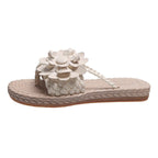 Damen Blumenschmuck Zehentrenner-Sandaletten mit rutschfester Sohle und geflochtenem Design R&B