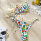 Damen Bandeau-Bikini Set mit floralem Design R&B