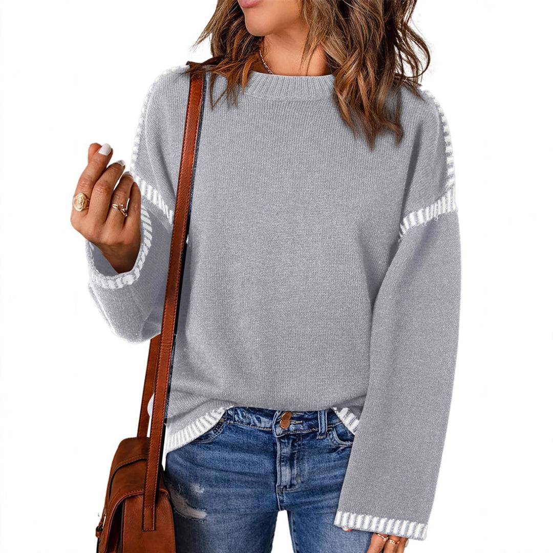 Damen lässiger Pullover mit strukturiertem Detail und seitlichem Schlitz R&B