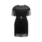 Damen Fransen Kleid mit elegantem Taillengürtel