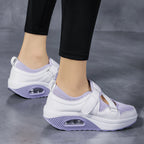 Damen Atmungsaktive Fitness-Sneaker mit elastischen Riemen und dämpfender Sohle