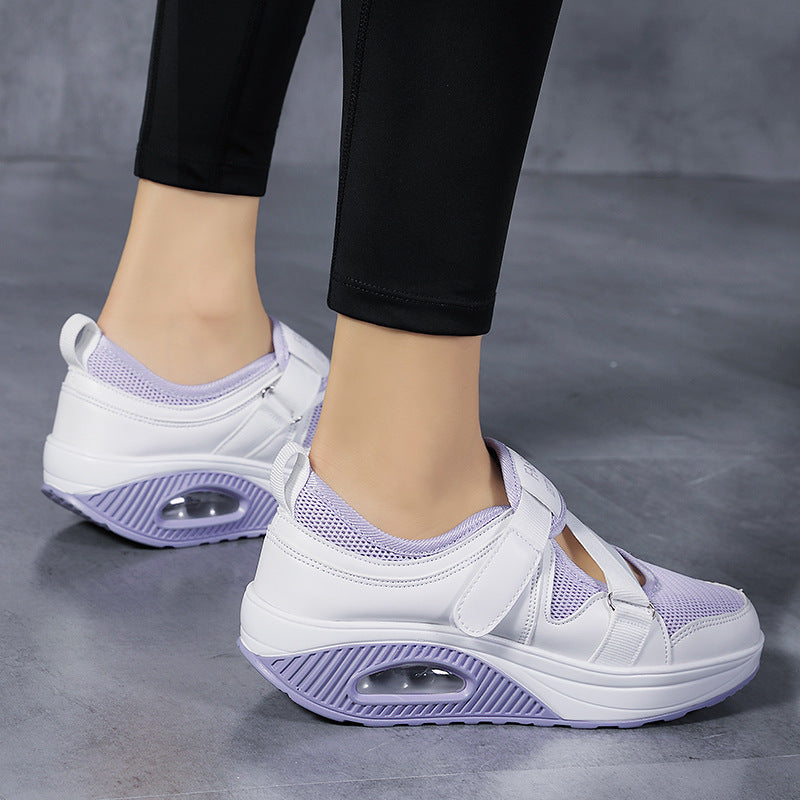 Damen Atmungsaktive Fitness-Sneaker mit elastischen Riemen und dämpfender Sohle