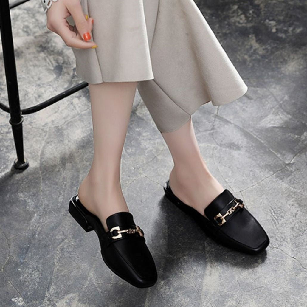 Damen Elegante Loafers mit modischem Kettenverschluss
