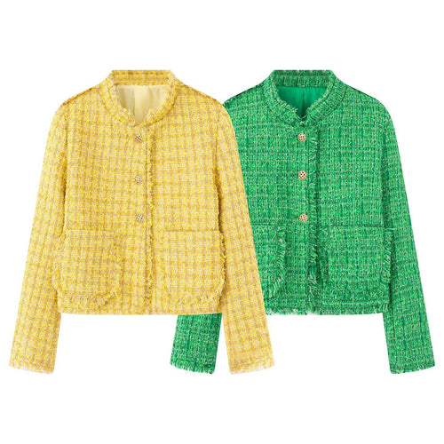 Damen Kurzjacke mit strukturiertem Design und goldenen Knöpfen R&B