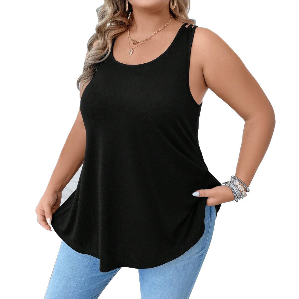 Damen lässiges Tanktop mit dekorativen Trägerdetails und asymmetrischem Saum R&B