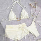 Damen Triangel-Bikini mit modischem Ringen-Detail und hoch taillierten Höschen R&B