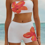 Damen Bandeau-Bikini-Set mit sportlichen Shorts R&B
