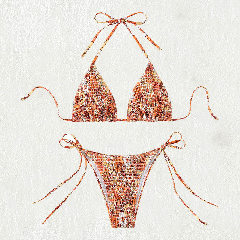 Damen Triangel-Bikini mit floralen Rüschendetails und verstellbaren Trägern R&B