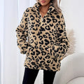 Damen Fleece-Pullover mit stylischem Leopardenmuster R&B