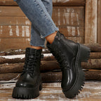 Damen Robuste Schnürstiefel mit Stylischem Profilsohle R&B