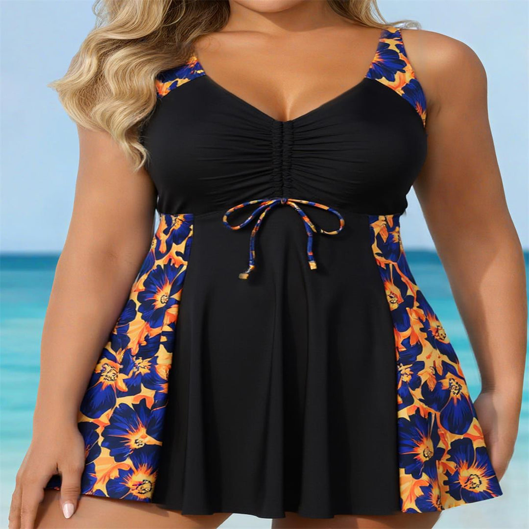 Damen Strandkleid Badeanzug mit elegantem Leopardenmuster R&B