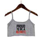 Damen Crop-Top mit modernen Schriftzügen und verstellbaren Trägern R&B