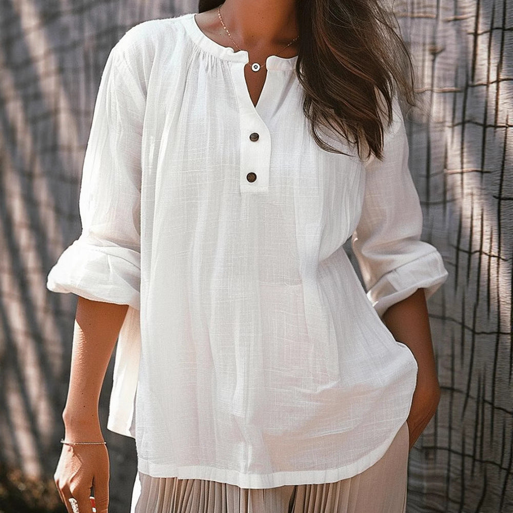 Damen lässige Bluse mit Knopfleiste