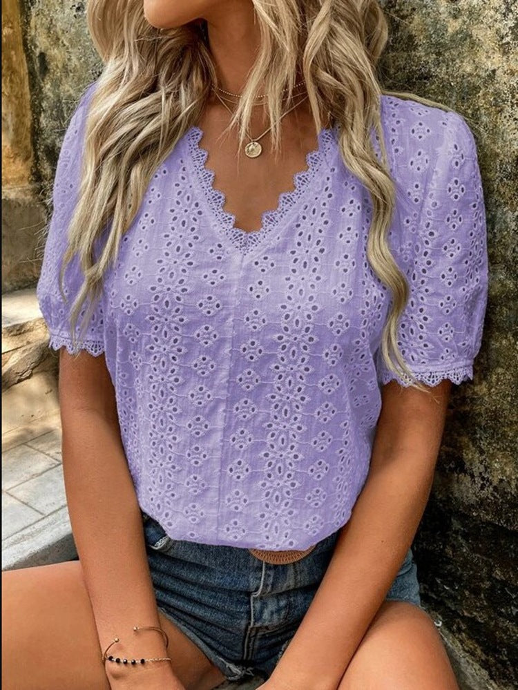 Damen Bluse mit Lochstickerei R&B