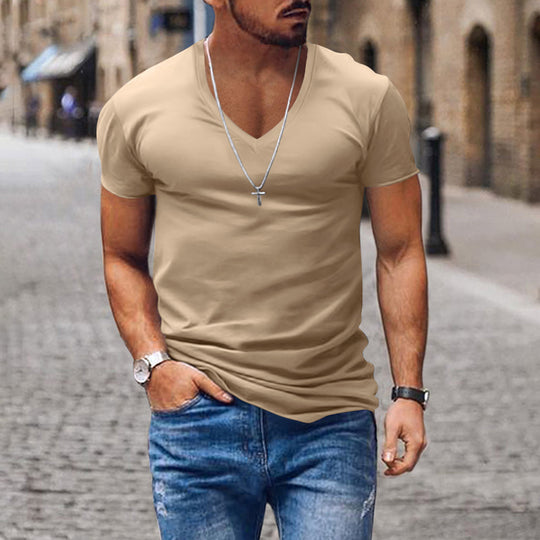 Herren lässiges V-Ausschnitt T-Shirt R&B
