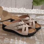 Damen Komfortable Riemchen-Sandalen mit verstellbaren Schnallen und gepolstertem Fußbett R&B