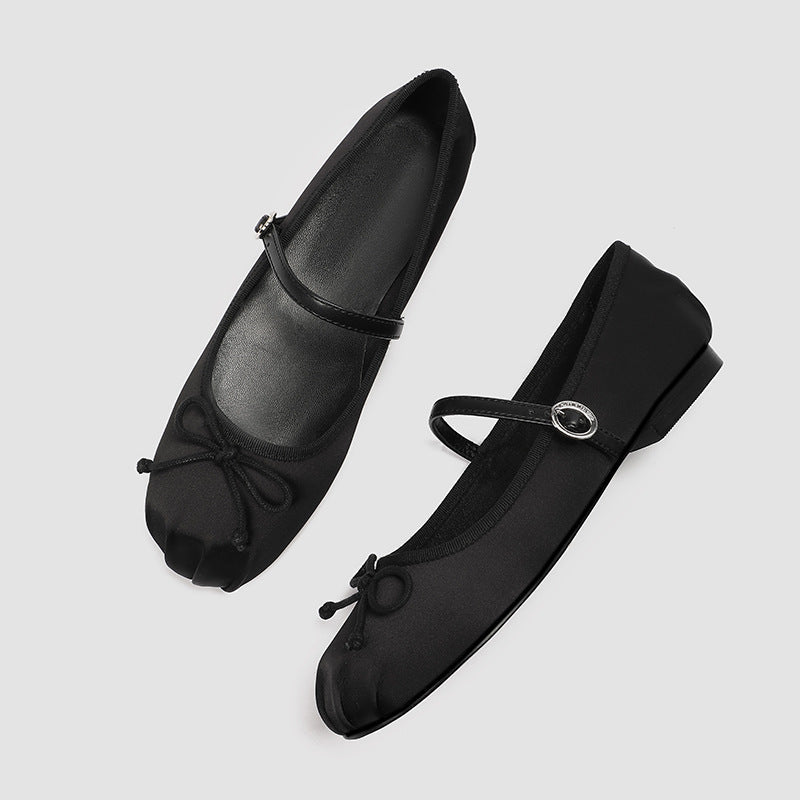 Damen elegante Ballerinas mit dezentem Riemen und feinem Schleifendetail R&B