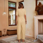 Damen Lässiger Jumpsuit mit hohem Bund und praktischen Taschen R&B