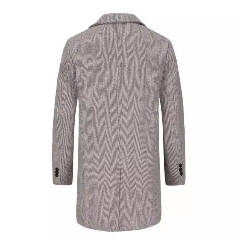 Herren eleganter Doppelreiher-Mantel mit strukturiertem Obermaterial R&B