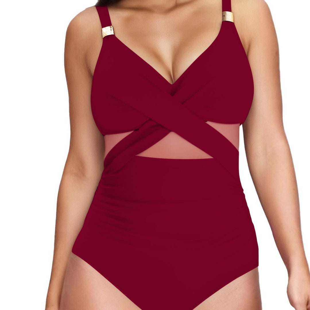 Damen Eleganter Einteiler mit transparenter Einsätzen R&B