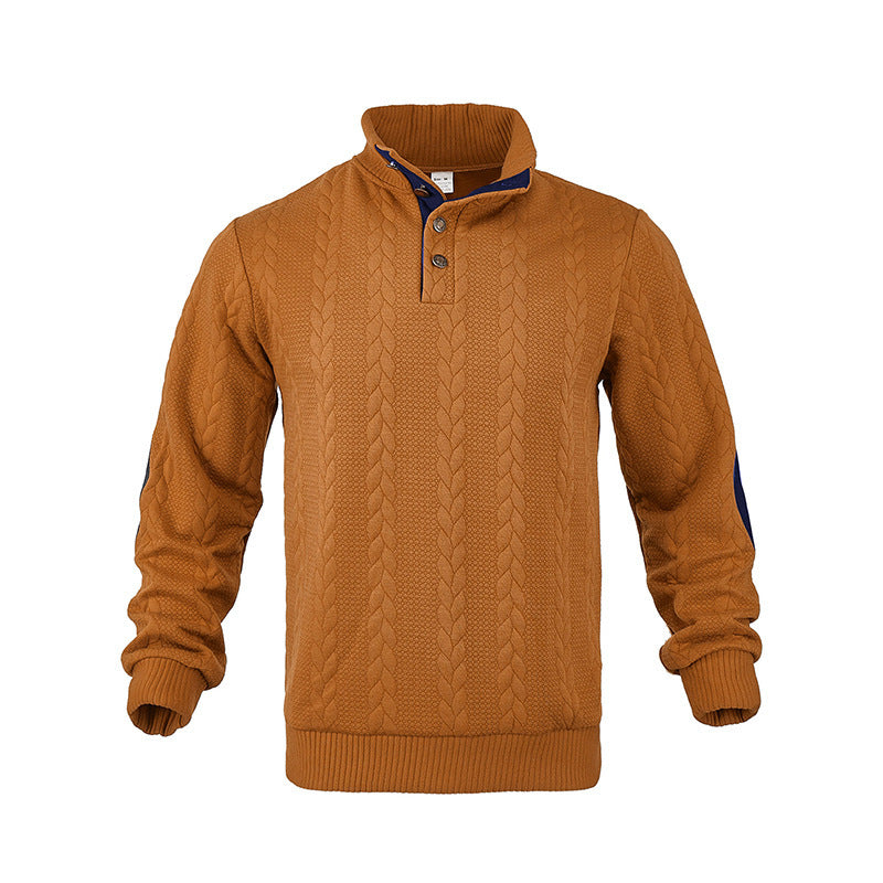 Herren modischer Strickpullover mit Stehkragen und kontrastierenden Akzenten R&B