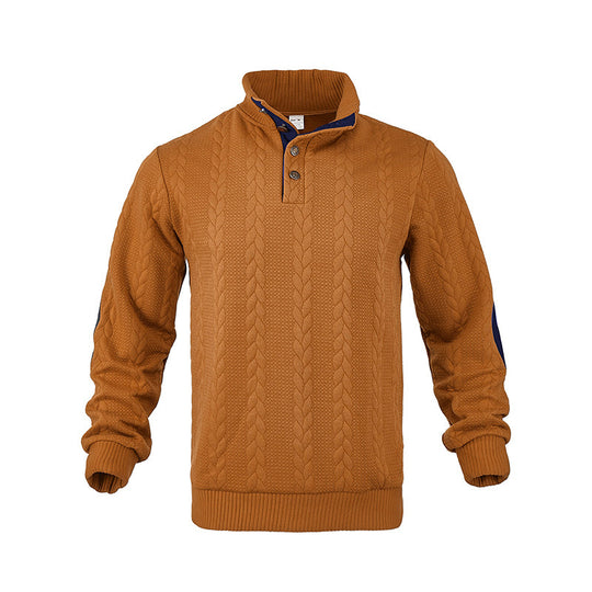 Herren modischer Strickpullover mit Stehkragen und kontrastierenden Akzenten R&B