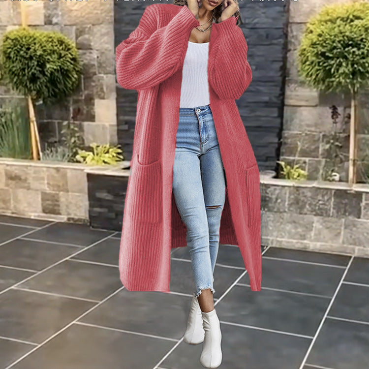 Damen Großer Strickmantel mit tiefen Taschen und lässigem Schnitt R&B