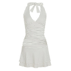 Damen figurbetontes Strickkleid mit V-Ausschnitt und kontrastierenden Streifen R&B